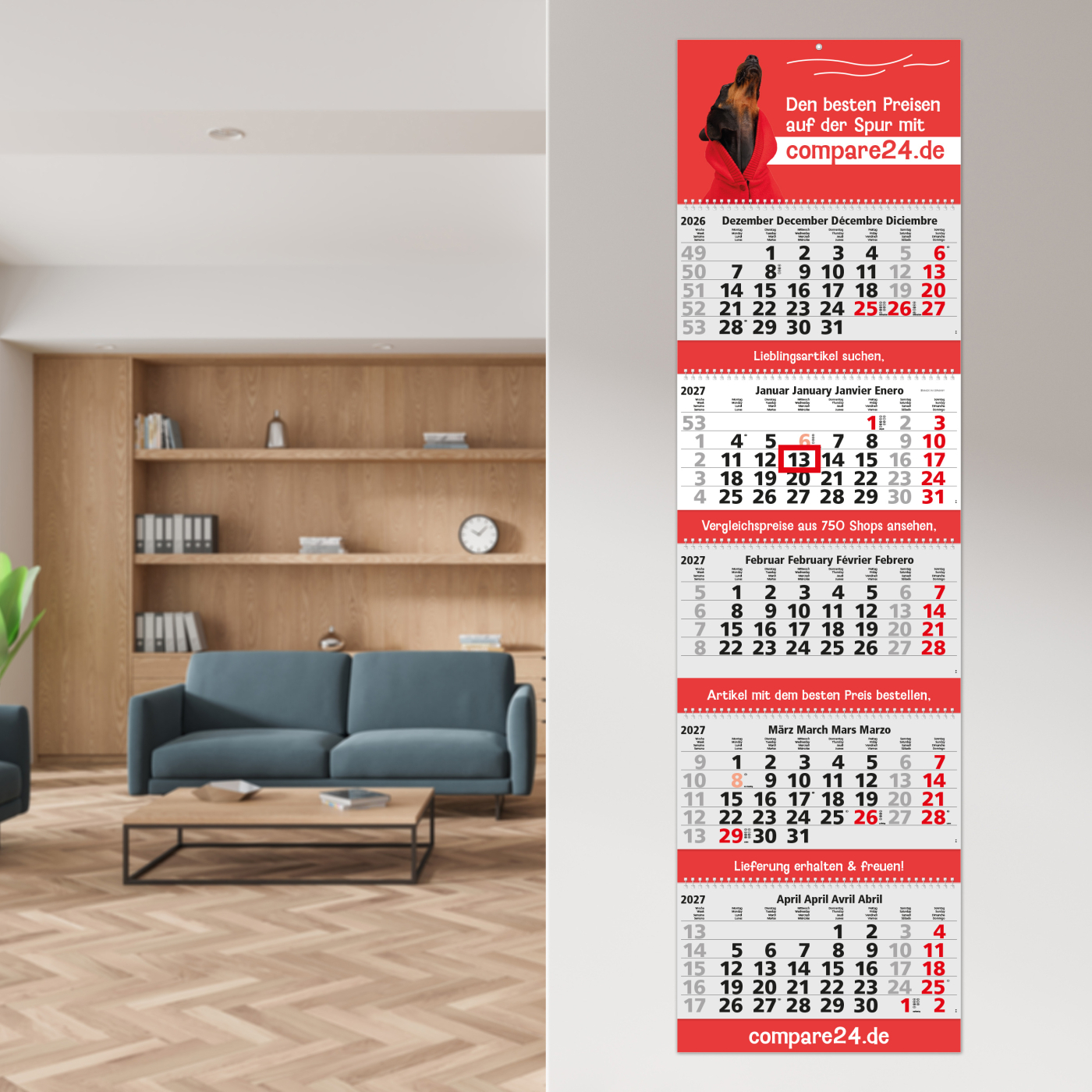5-Monatskalender Mehrblock Grande Wire-O 5 Wire-O-Bindung