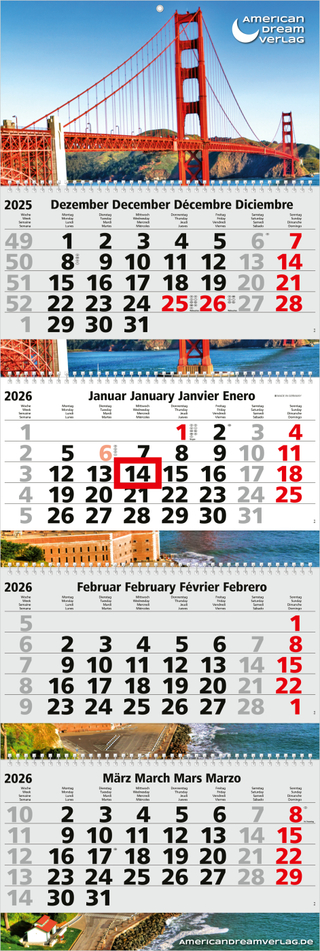 4-Monatskalender Quadro Wire-O 4 Bestseller (Mehrblock)