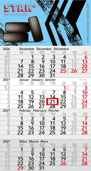 4-Monatskalender Einblatt Budget 4 Schrift modern