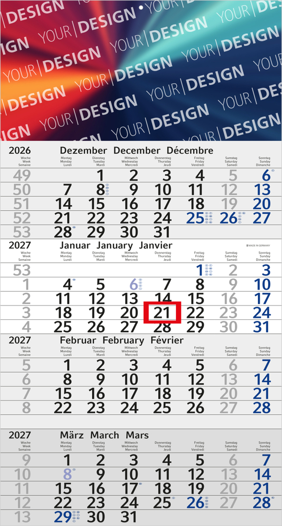 4-Monatskalender Einblatt Budget 4 Schrift modern
