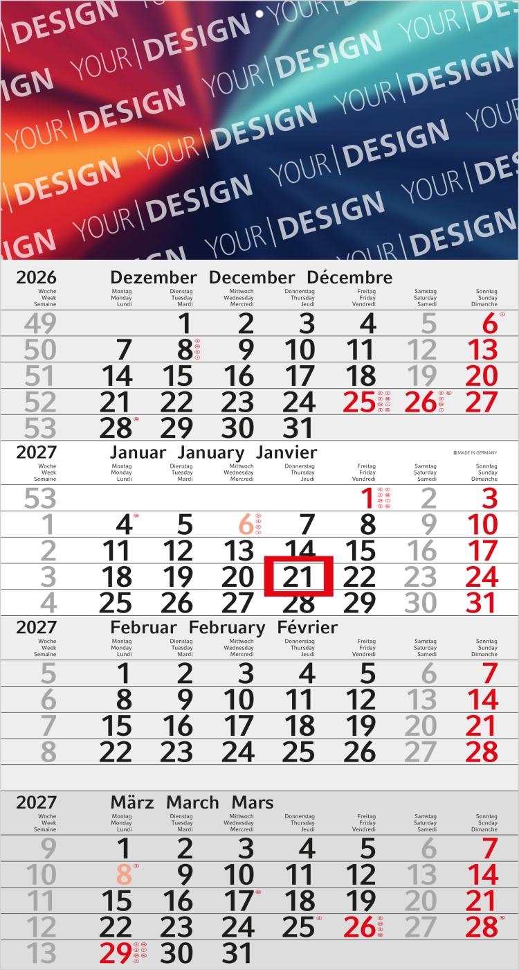4-Monatskalender Einblatt Budget 4 EXPRESS Schrift modern