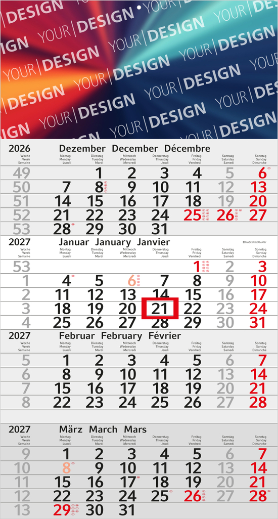4-Monatskalender Einblatt Budget 4 EXPRESS Schrift modern