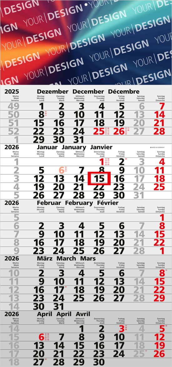 5-Monatskalender Quintus 5 Bestseller (Einblatt)
