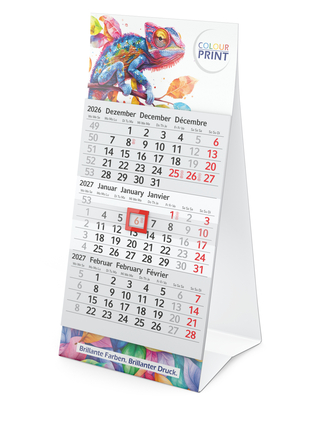 Tischkalender Mini 3 Karton-Dachaufsteller