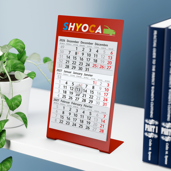 Tischkalender Desktop 3 Color Metallaufsteller farbbeschichtet