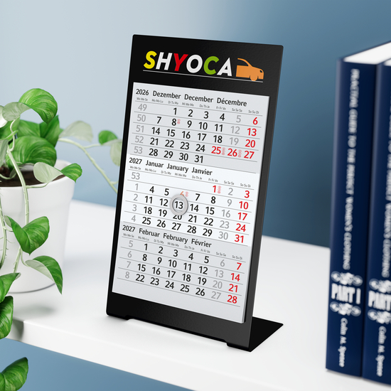 Tischkalender Desktop 3 Color Metallaufsteller farbbeschichtet