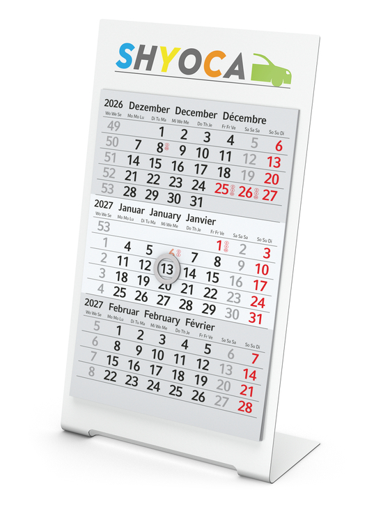 Tischkalender Desktop 3 Color Metallaufsteller farbbeschichtet