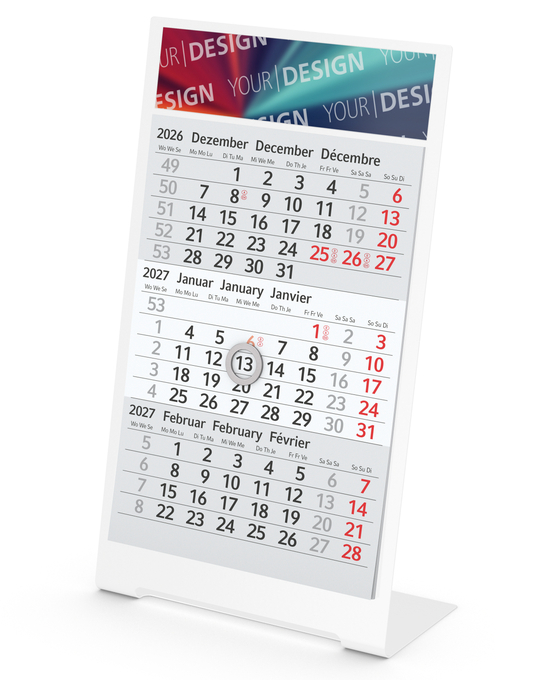 Tischkalender Desktop 3 Color Metallaufsteller farbbeschichtet