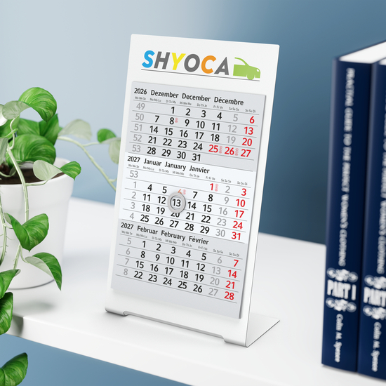 Tischkalender Desktop 3 Color Metallaufsteller farbbeschichtet