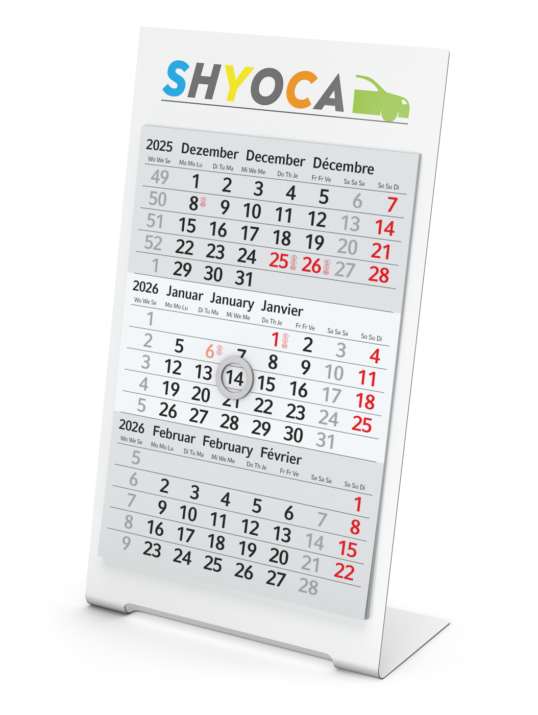 Tischkalender Desktop 3 Color, 2-Jahres-Kalendarium Bestseller