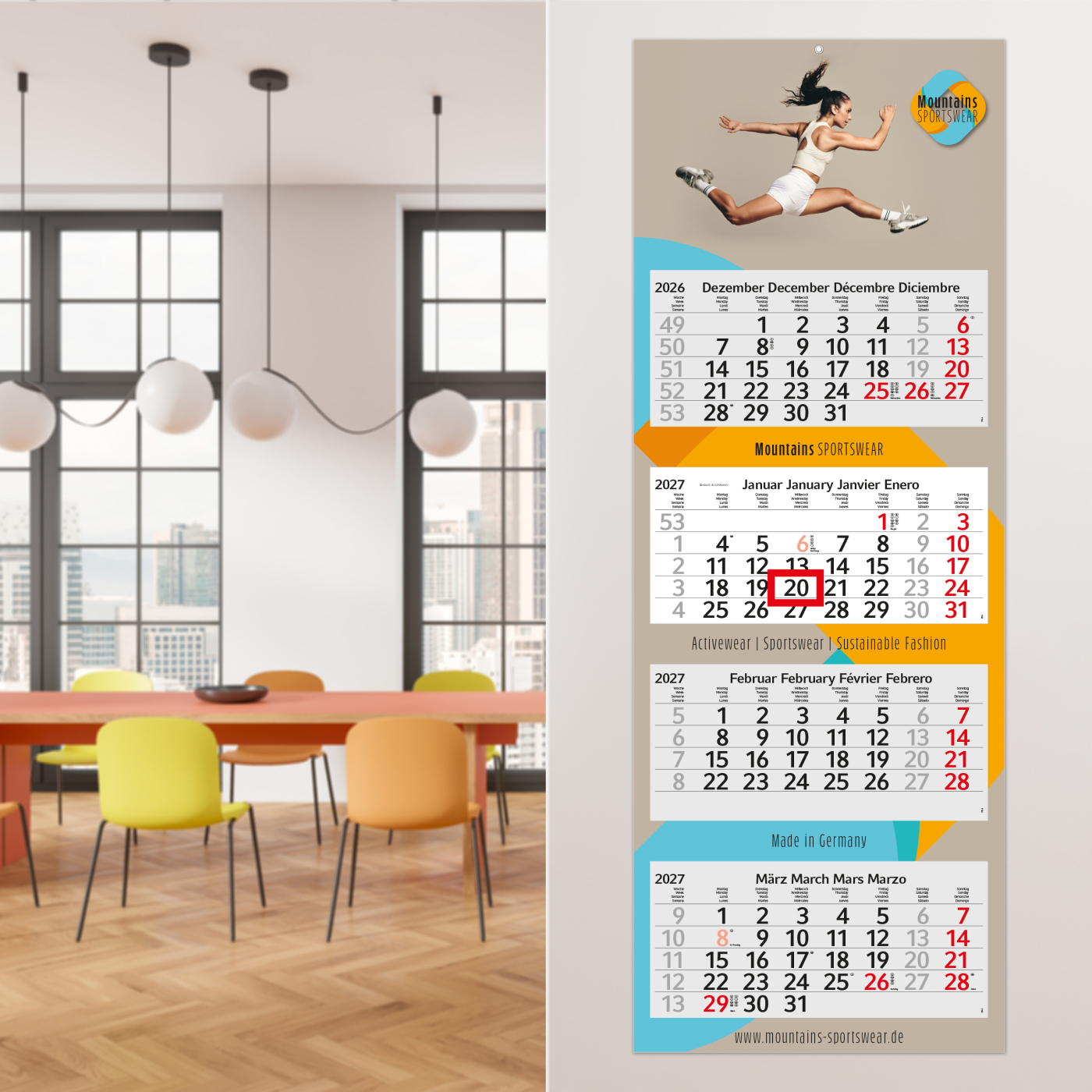 4-Monatskalender Mehrblock Profil 4 Schrift modern