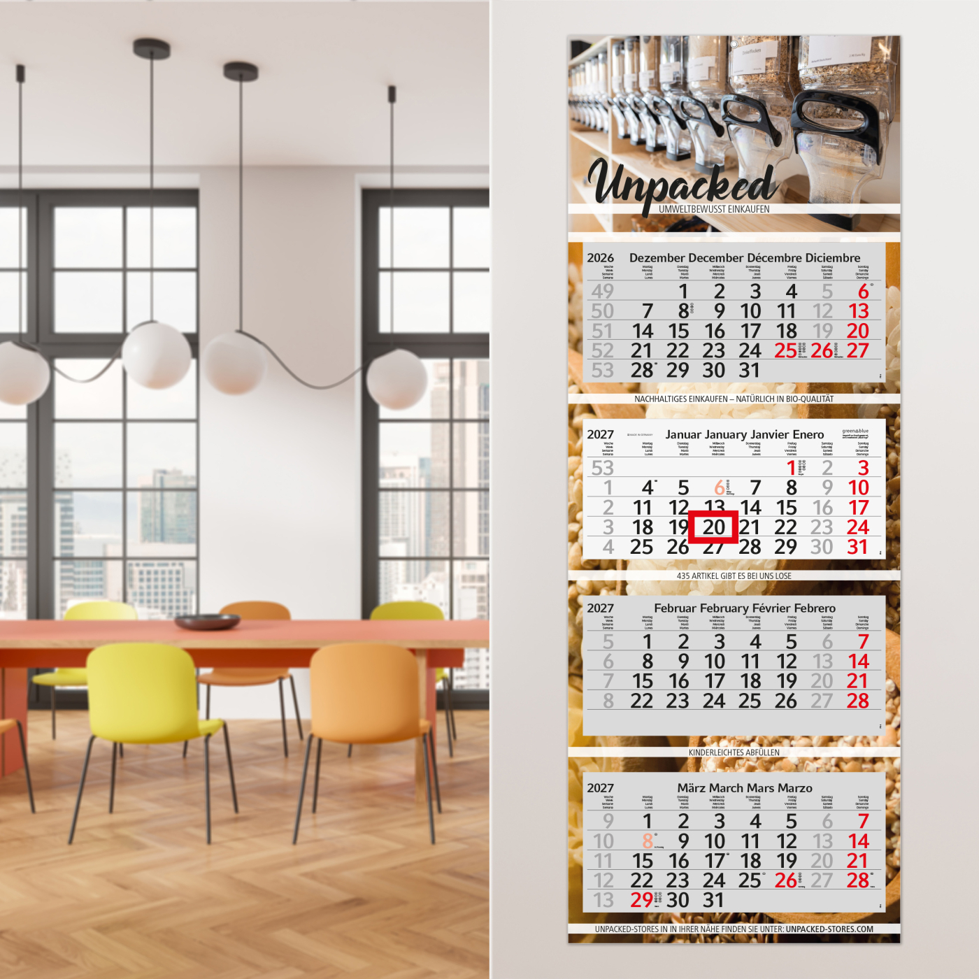 4-Monatskalender Mehrblock Profil 4 RECYCLING Schrift modern
