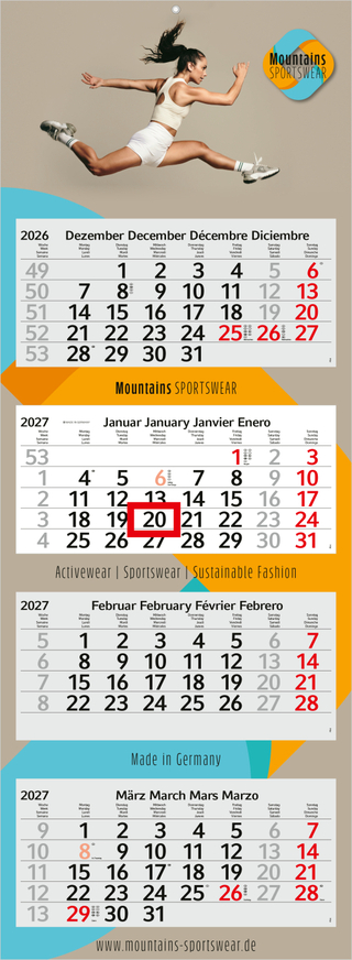 4-Monatskalender Mehrblock Profil 4 EXPRESS Schrift modern