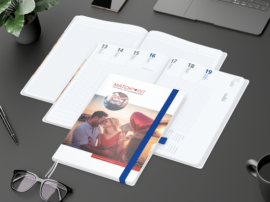 Wochenkalender vorne + Notizen hinten Match-Hybrid Papier-Hardcover