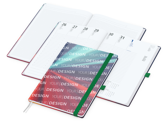 Wochenkalender vorne + Notizen hinten Match-Hybrid Papier-Hardcover