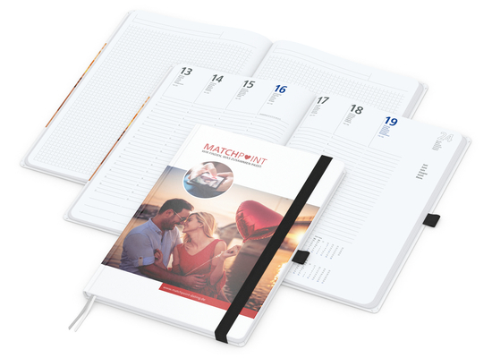 Wochenkalender vorne + Notizen hinten Match-Hybrid Papier-Hardcover