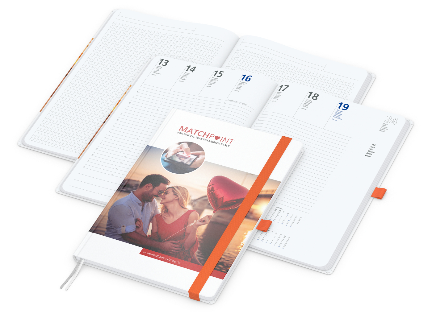 Wochenkalender vorne + Notizen hinten Match-Hybrid Papier-Hardcover