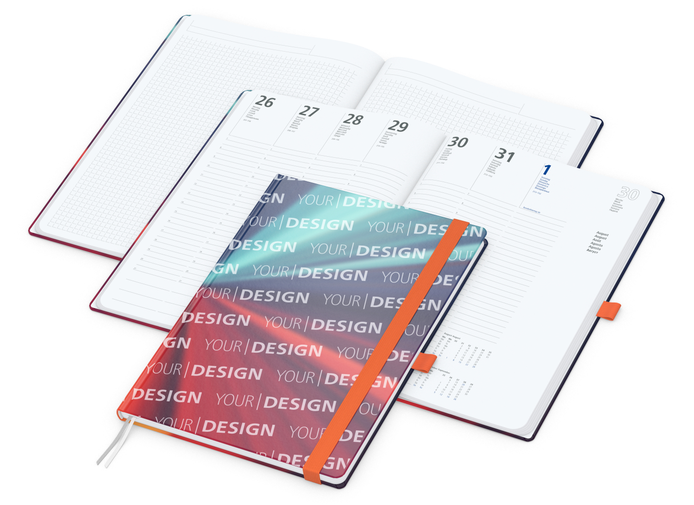 Wochenkalender vorne + Notizen hinten Match-Hybrid Papier-Hardcover