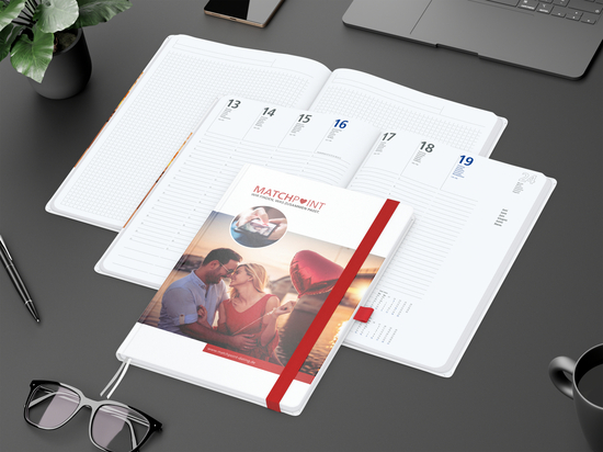 Wochenkalender vorne + Notizen hinten Match-Hybrid Papier-Hardcover