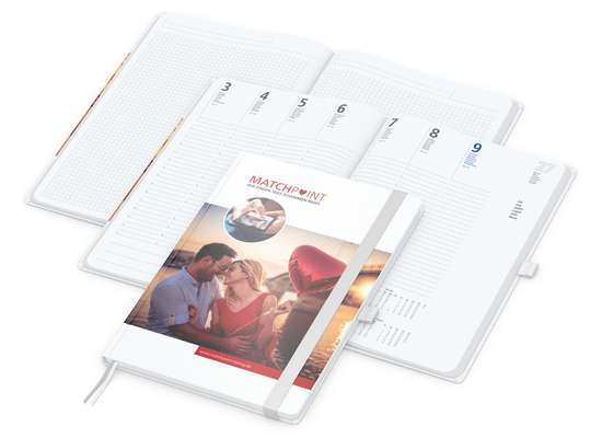 Wochenkalender vorne + Notizen hinten Match-Hybrid Papier-Hardcover