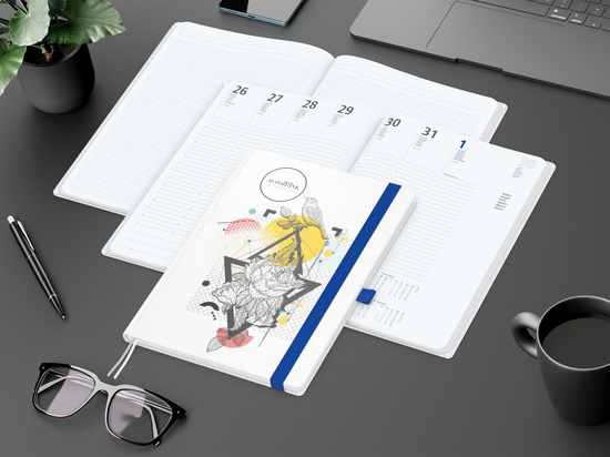 Wochenkalender vorne + Notizen hinten Match-Hybrid Papier-Hardcover