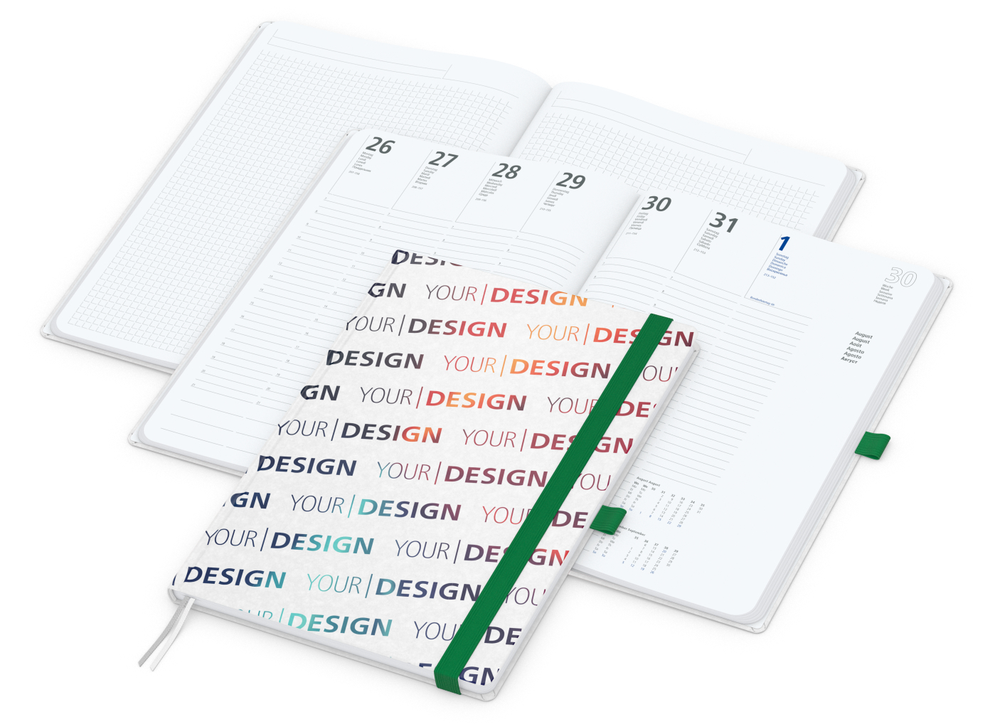 Wochenkalender vorne + Notizen hinten Match-Hybrid Papier-Hardcover