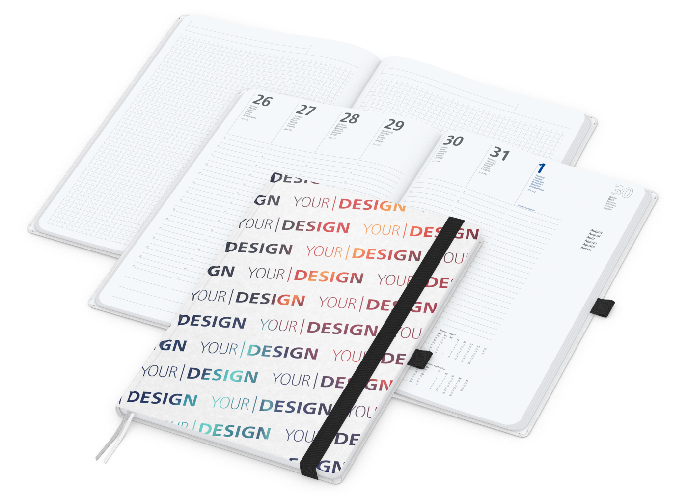 Wochenkalender vorne + Notizen hinten Match-Hybrid Papier-Hardcover