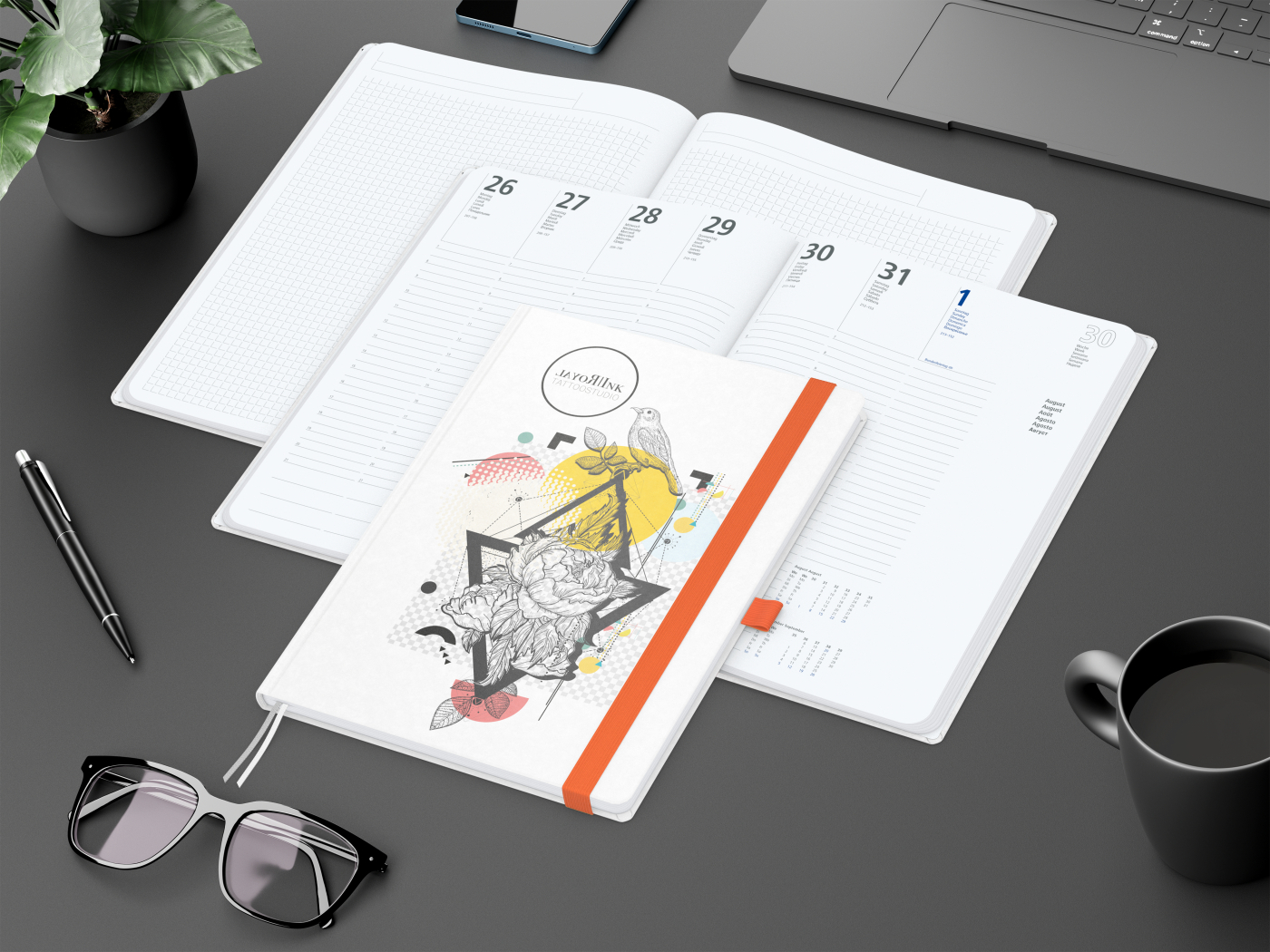 Wochenkalender vorne + Notizen hinten Match-Hybrid Papier-Hardcover