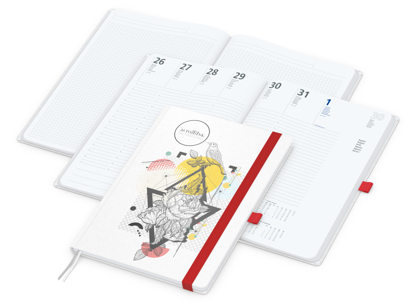 Wochenkalender vorne + Notizen hinten Match-Hybrid Papier-Hardcover