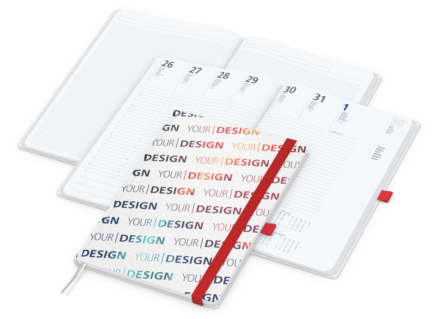 Wochenkalender vorne + Notizen hinten Match-Hybrid Papier-Hardcover