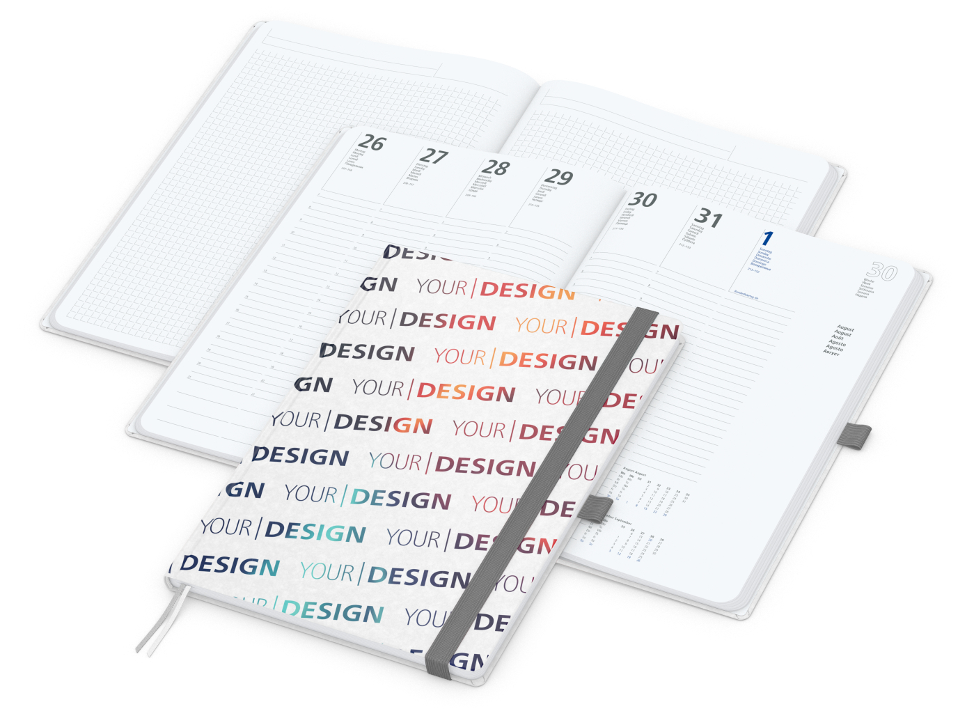 Wochenkalender vorne + Notizen hinten Match-Hybrid Papier-Hardcover