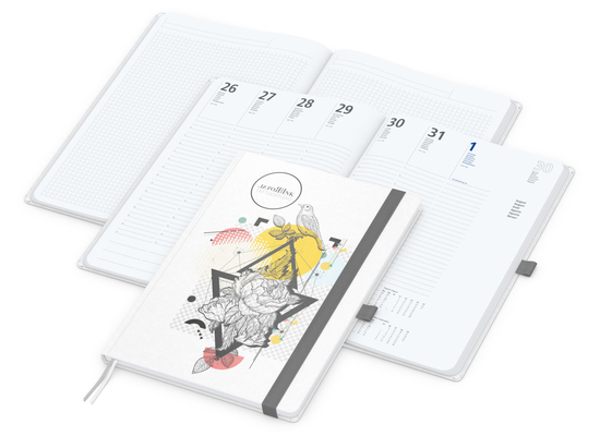 Wochenkalender vorne + Notizen hinten Match-Hybrid Papier-Hardcover