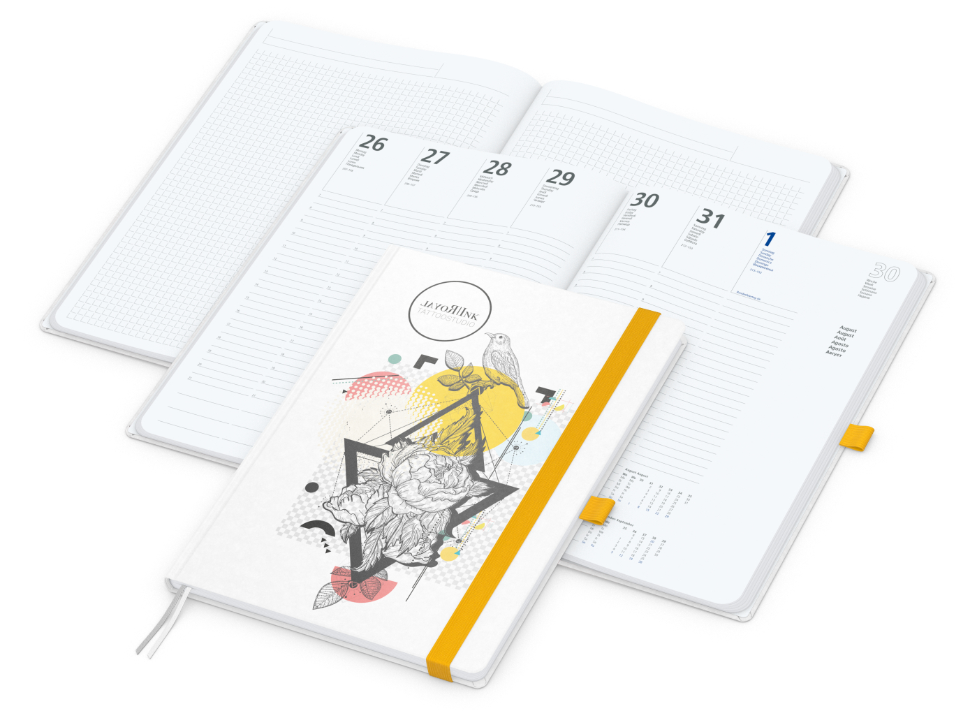 Wochenkalender vorne + Notizen hinten Match-Hybrid Papier-Hardcover