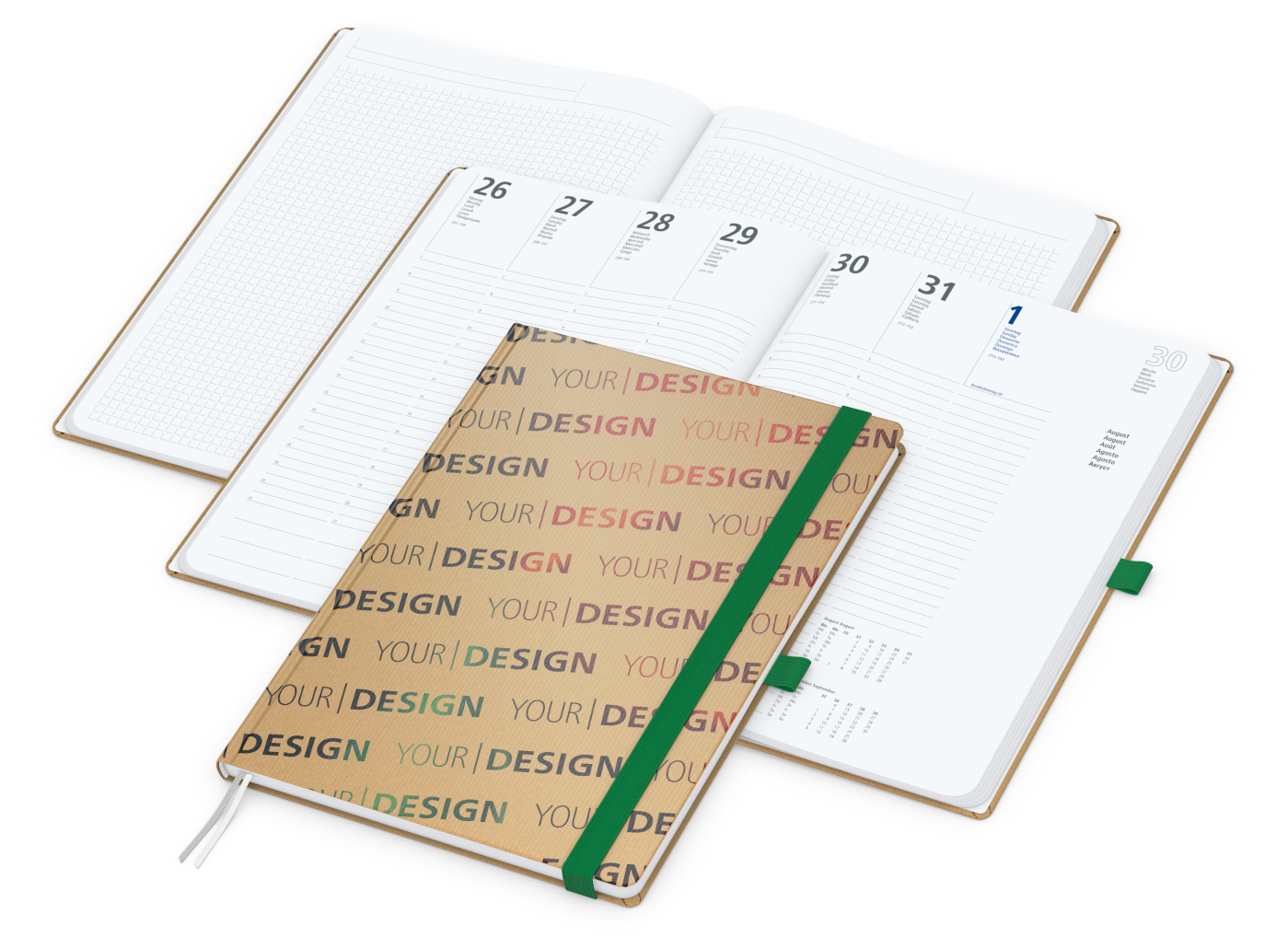Wochenkalender vorne + Notizen hinten Match-Hybrid Papier-Hardcover