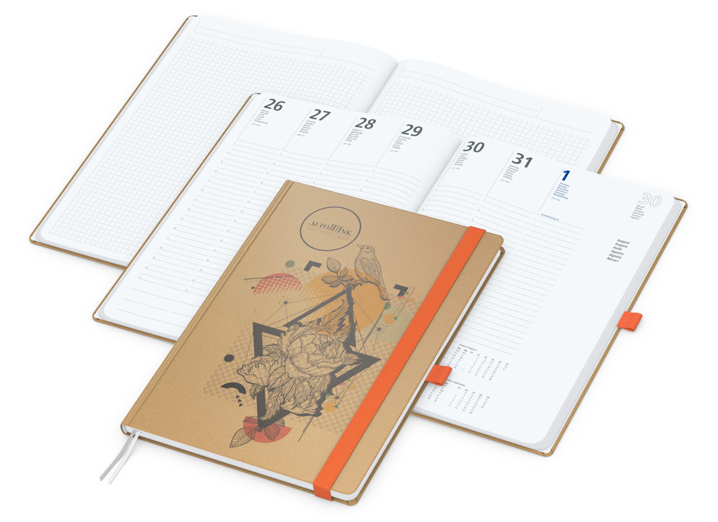 Wochenkalender vorne + Notizen hinten Match-Hybrid Papier-Hardcover