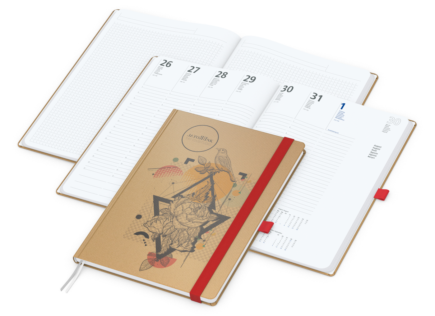 Wochenkalender vorne + Notizen hinten Match-Hybrid Papier-Hardcover