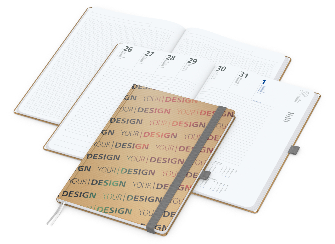 Wochenkalender vorne + Notizen hinten Match-Hybrid Papier-Hardcover