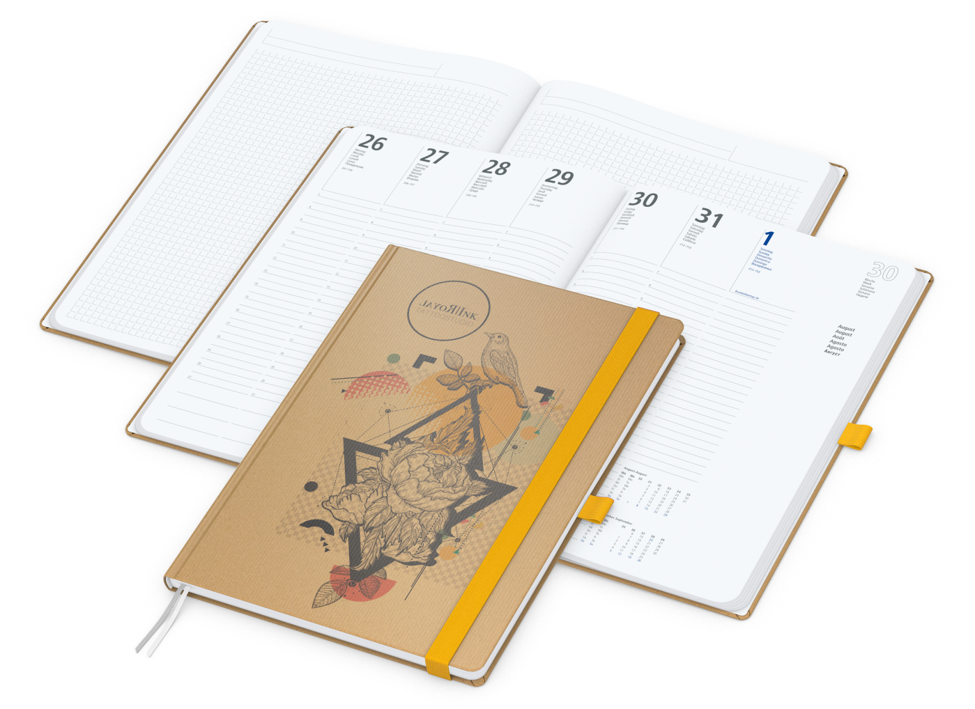 Wochenkalender vorne + Notizen hinten Match-Hybrid Papier-Hardcover