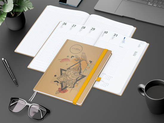 Wochenkalender vorne + Notizen hinten Match-Hybrid Papier-Hardcover