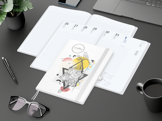Wochenkalender vorne + Notizen hinten Match-Hybrid Papier-Hardcover