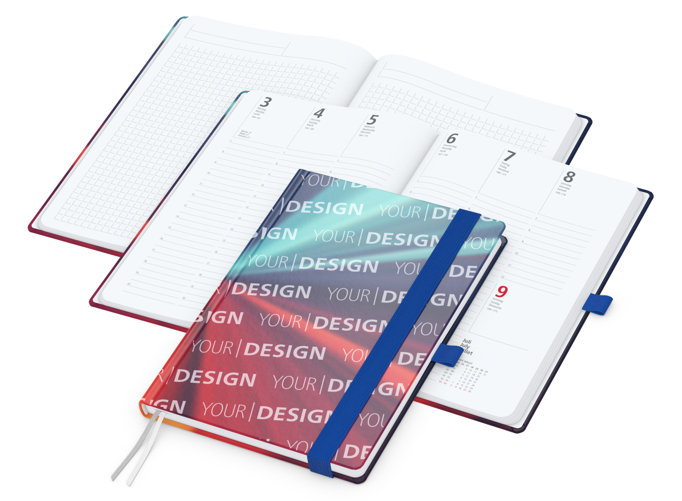 Wochenkalender vorne + Notizen hinten Match-Hybrid Papier-Hardcover