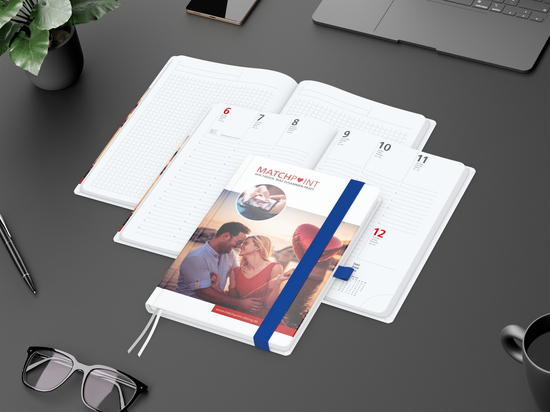 Wochenkalender vorne + Notizen hinten Match-Hybrid Papier-Hardcover