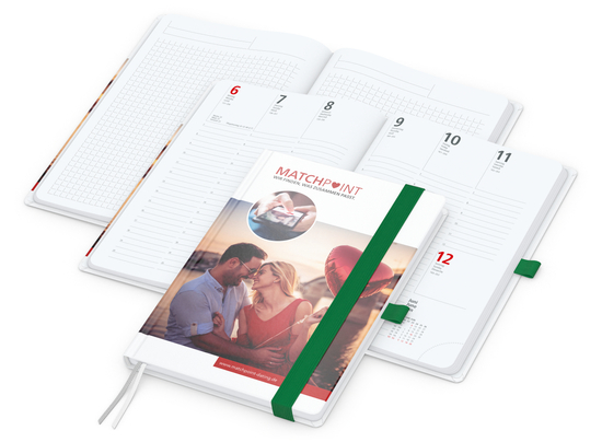 Wochenkalender vorne + Notizen hinten Match-Hybrid Papier-Hardcover
