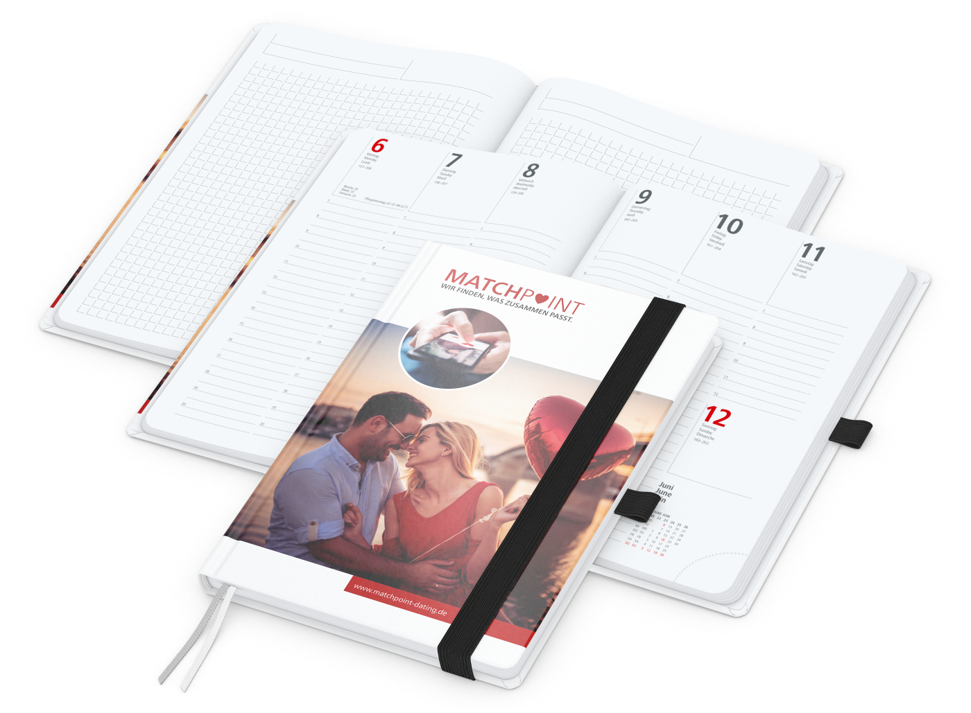Wochenkalender vorne + Notizen hinten Match-Hybrid Papier-Hardcover