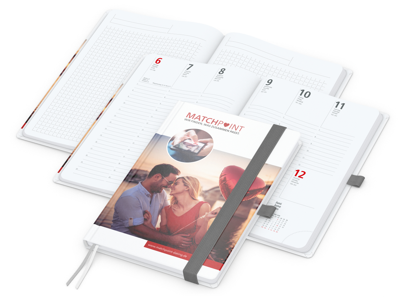 Wochenkalender vorne + Notizen hinten Match-Hybrid Papier-Hardcover