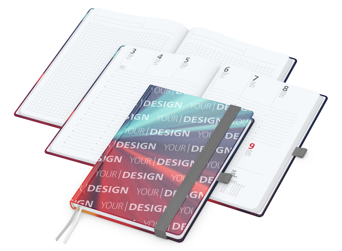 Wochenkalender vorne + Notizen hinten Match-Hybrid Papier-Hardcover