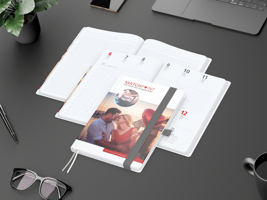 Wochenkalender vorne + Notizen hinten Match-Hybrid Papier-Hardcover