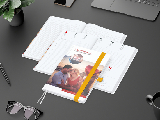Wochenkalender vorne + Notizen hinten Match-Hybrid Papier-Hardcover