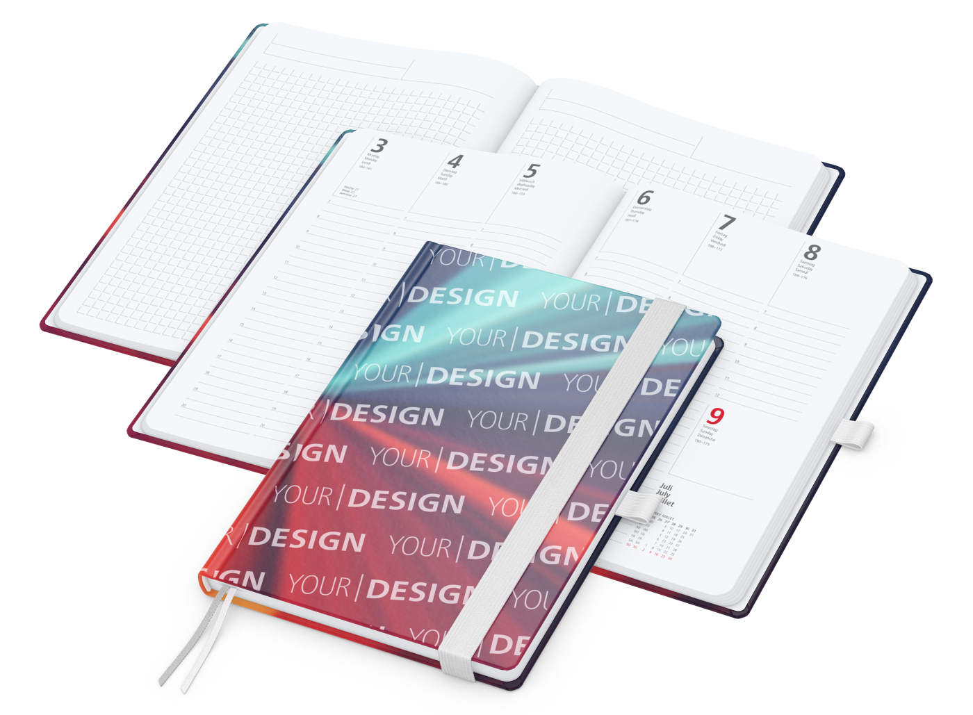 Wochenkalender vorne + Notizen hinten Match-Hybrid Papier-Hardcover