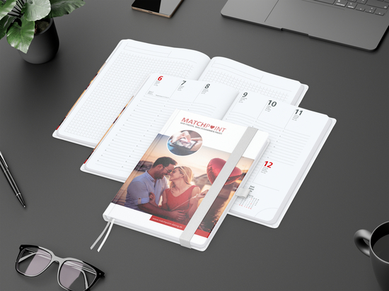 Wochenkalender vorne + Notizen hinten Match-Hybrid Papier-Hardcover